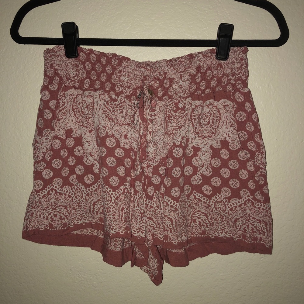 Pink Shorts w/ Bohemian Pattern with Elastic Band